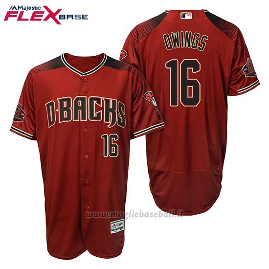 Maglia Baseball Uomo Arizona Diamondbacks 16 Chris Owings Rosso Nero Alterner 20 Anniversario Flex Base